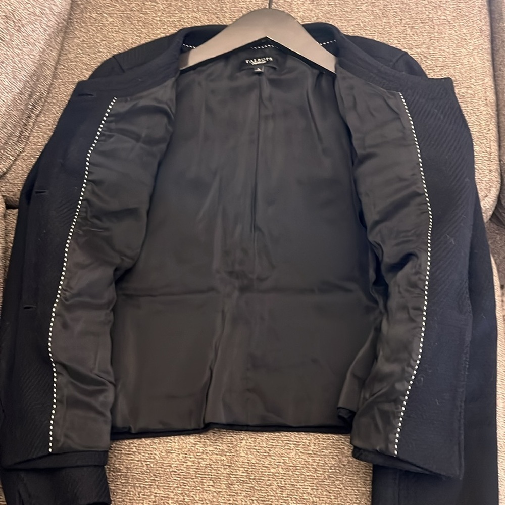 Talbots Black Cotton Structured Button Front Jack… - image 5